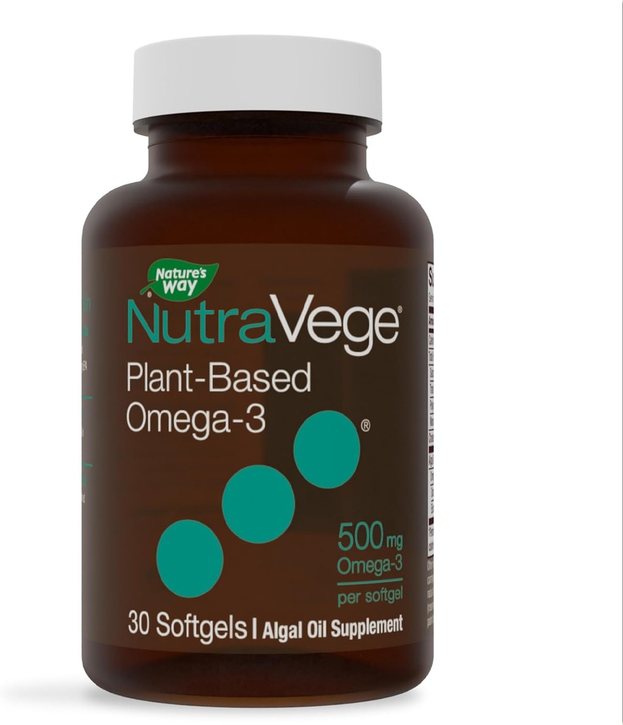 Nature's Way NutraVege Plant Based Omega-3, Kalp Sağlığı ve Göz ve Beyin Fonksiyonu*, 30 Vegan Softgels