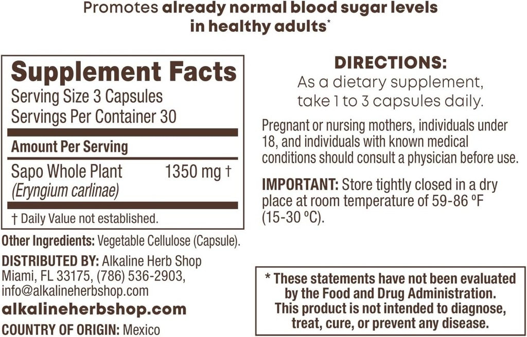 Herb Shop Sapo - Hierba del Sapo - Tamam 90 Capsules