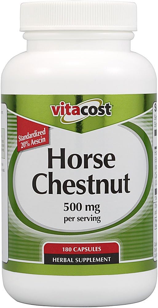 Vitacost Horse Chestnut - Standartlaşmış - hizmet başına 500 mg - 180 Capsules ( ambalaj güncellenmiştir)