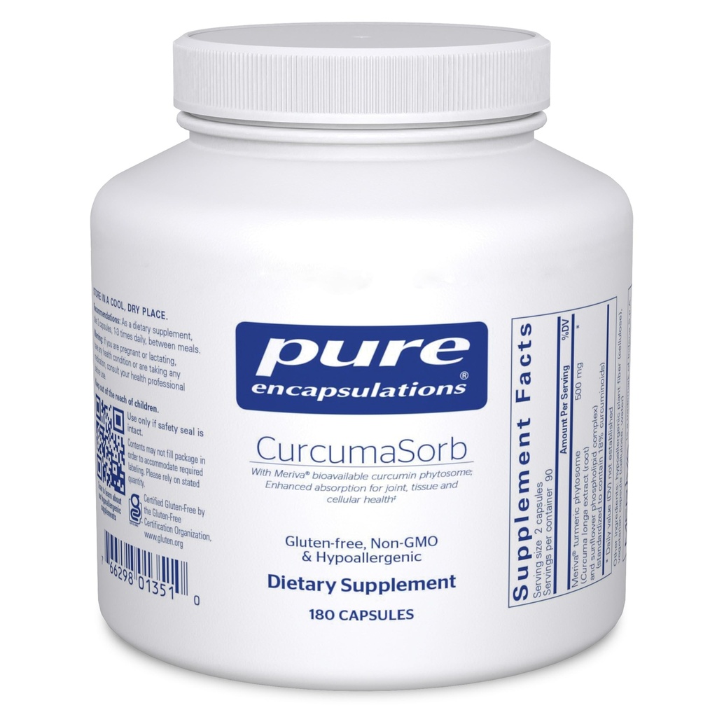 CurcumaSorb 180's - Meriva Curcumin Phytosome - Υποστηρίζει την κοινή υγεία* - Χωρίς γλουτένη & μη ΓΤΟ - 180 κάψουλες