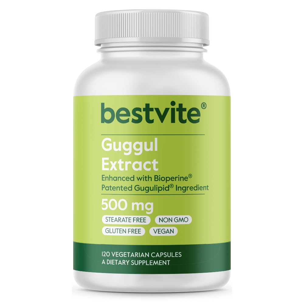 Guggul Extract 500mg (120 κάψουλες χορτοφάγων) - Υποστηριγμένο από την κλινική έρευνα, πατενταρισμένο και τυποποιημένο, Ενισχυμένο από Bioperine - Χωρίς πληρωτικά - Όχι Stearates - Vegan - Μη ΓΤΟ - Χωρίς γλουτένη