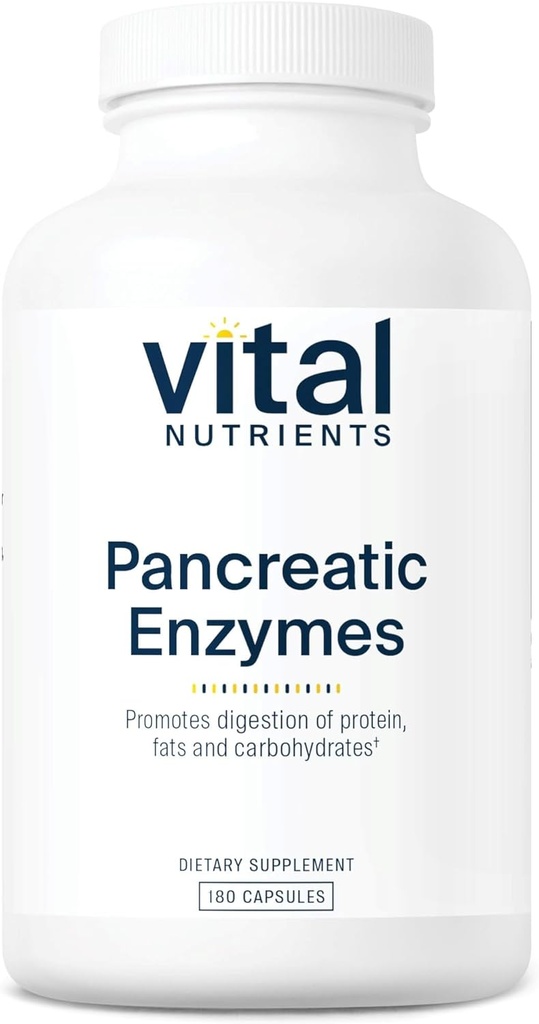 Vital Nutrients Pancreatic Enzymes 1000 mg (Full Strength) | Pancreatin Digestion Supplement with Protease, Amylase & Lipase | Digestive Enzymes | Gluten, Süt ve Soy Free | 180 Capsules