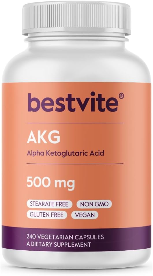AKG (Alpha Ketoglutaric Acid) hizmet başına 1000 mg (240 Vejetaryen Capsules) - No Stearates - Vegan - Non GMO - Gluten Free - AKG Supplement Supplement Supplement