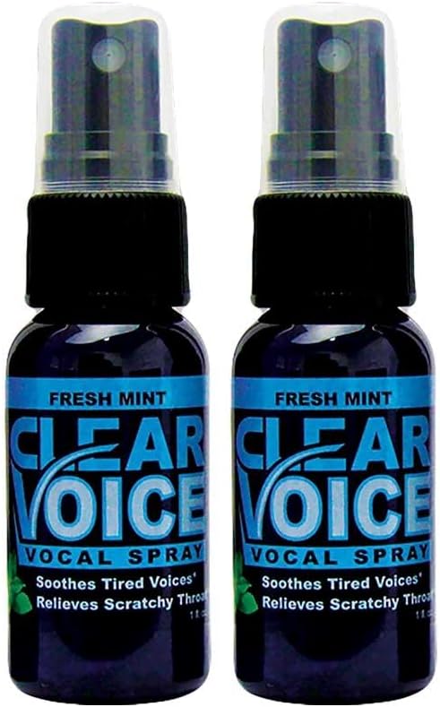 Clear Voice Oral Throat Sprey Singing Ease Clarity Soothing Dampener Moisturizer Relief Vocal Ezeksiyon (28) Tedavisi, ABD'de Made, Fresh Mint Flavor (2 Pack)