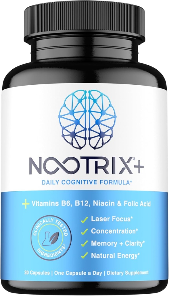 Nootrix Brain Plus Nootropic Supplement | Supports Memory, mental Focus, Cognitive Health & Energy | Sağlıklı Mood & Brain Function | Vitamin B1, B6 & Vitamin B12 | 30 Capsules