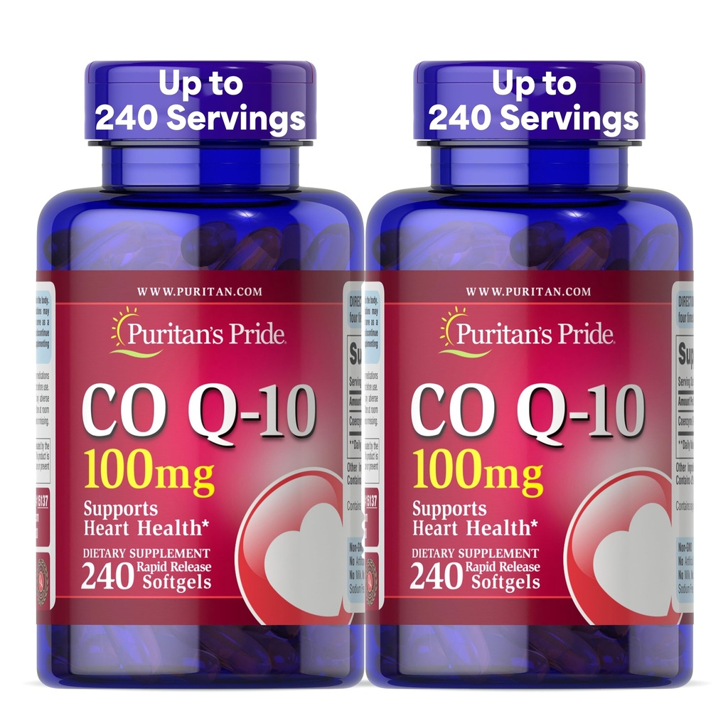 Puritan'ın Gurur Coenzyme CoQ10 100 mg, Kalp Sağlığı, Kan basıncı, Oral Gum Health ve Sağlıklı Ağlama Desteği, 240 Hızlı Yayın Softgels, 2Pack