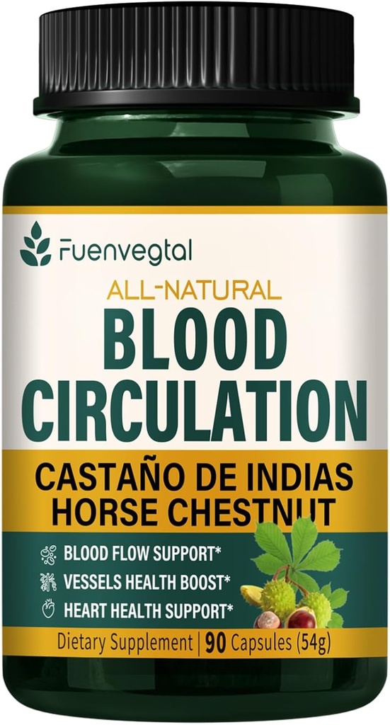 At Chestnut Blood Circulation Capsules, Castaño de Indias y Diosmina para la Circulacion, Nitrik Oksit Supplement for Health Blood Flow, Blood Pressure. 90 Konts