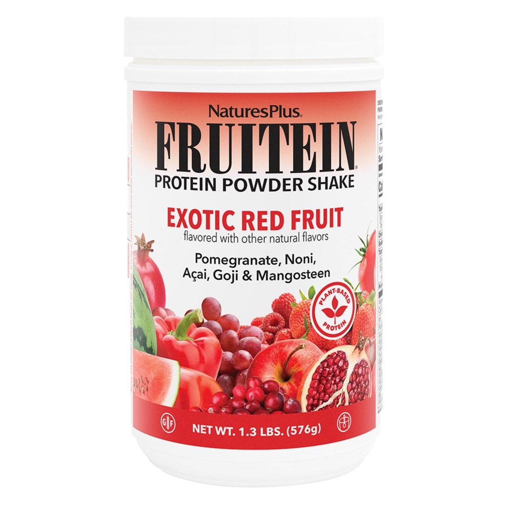 NaturesPlus FRUITEIN Exotic Red Fruit Shake - 1.3 lbs - 13 Bitki Tabanlı Protein Odaları - Destekler Enerji & Immune Sistemi - Vejetaryen, Gluten Free & Non-GMO - 16 Hizmetler