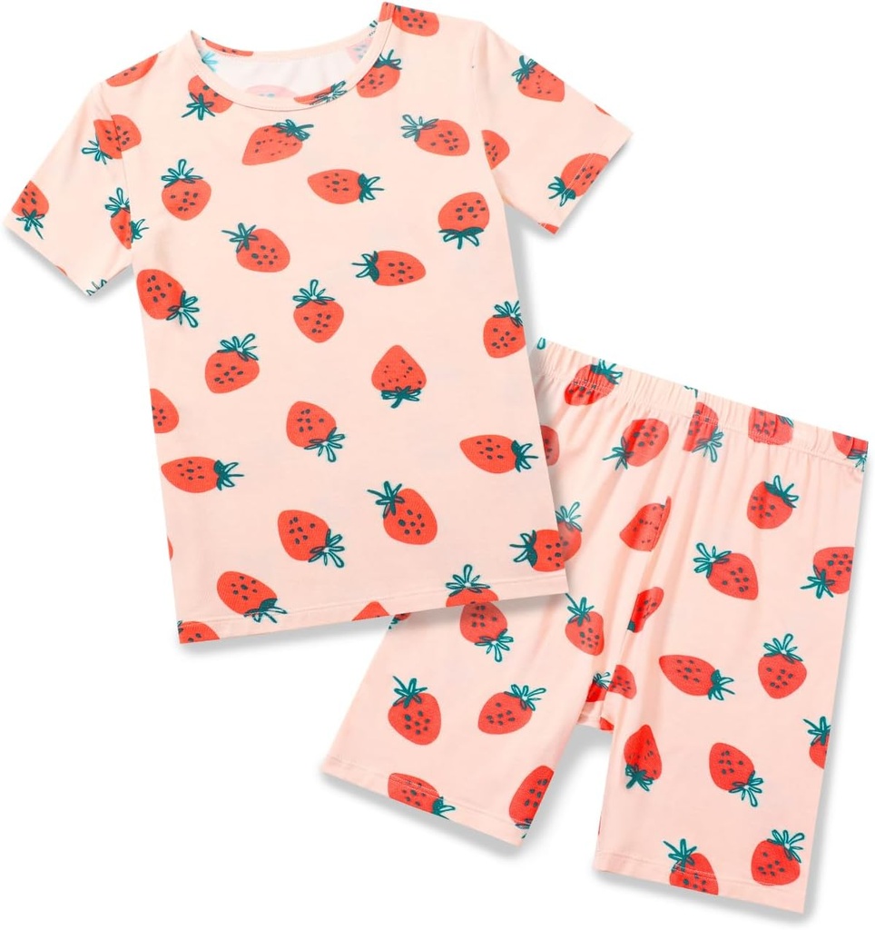 Bamboo Viscose Toddler Unicorn Yüzme Kızlar Çocuk Pajamas Kısa Kol Yaz Cool Snug uygun Pjs 12M-8Y 2par