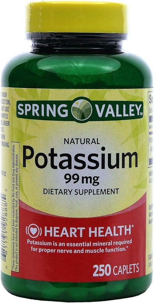 Spring Valley Potassium 99 mg from Potassium Gluconate 595 mg (250 Count)