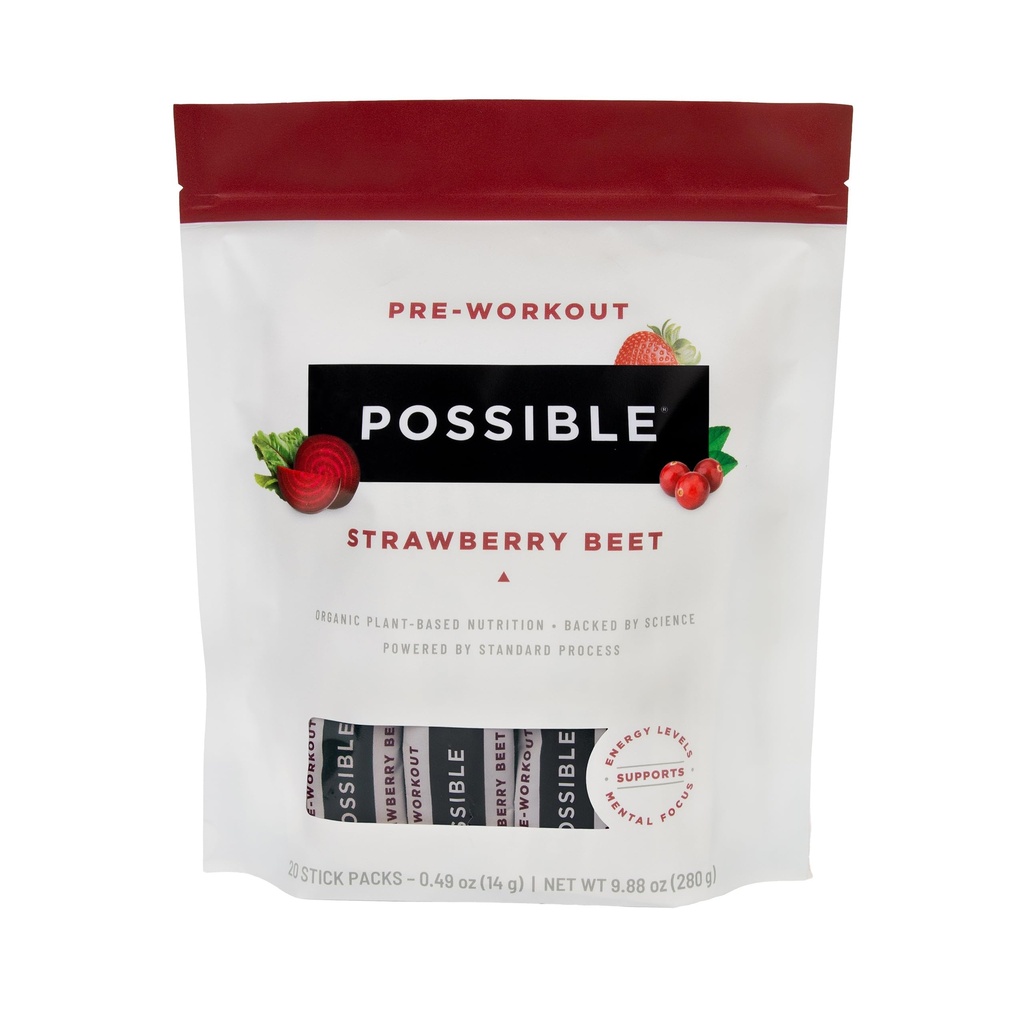 Arıt Pre-Workout - Strawberry Beet Flavor - Bireysel olarak genişletilmiş Servisler - Contains B-Vitamins and Green Tea Caffeine Extract - Source of Nitrates - 1 Bag, 20 Stick Packs