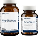 Metagenics Sche - D3 10.000 + K & Magnezyum Glycinate - Immune Support, Bone Health & Heart Health * - Nervous System Support için 120 Tablet