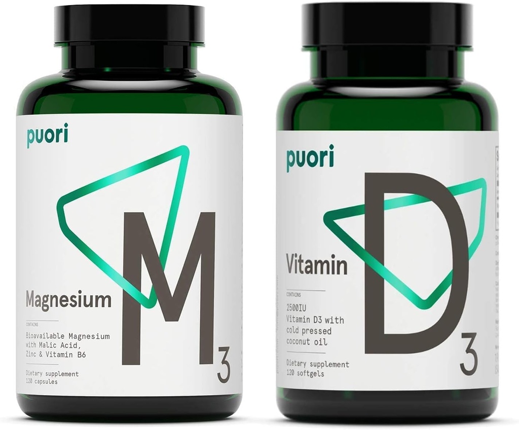 Puori Vitamin D3 ve Magnezyum çinko Tamamı Sağlıklı Kas Fonksiyonlar, Bone Health, Immune Support anduba Uptake- Non-GMO ve Gluten-Free-GMO için