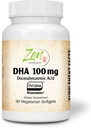 Zen Συμπληρώματα - Neuromins DHA 100 Mg - Vegan & Algae Sourced DHA συμπλήρωμα υποστηρίζει την υγεία των ματιών, την υγεία της καρδιάς, και Βέλτιστη ευεξία 30-Vegcaps