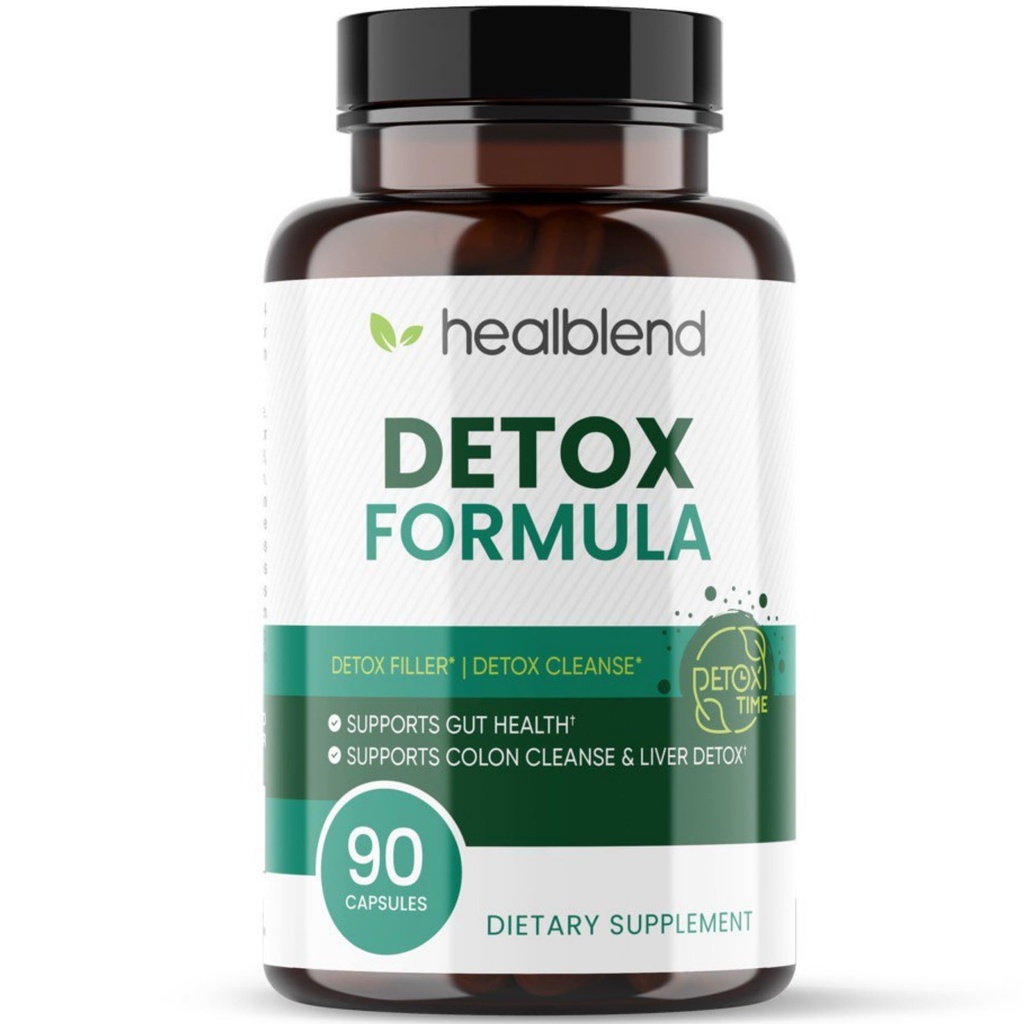 healblend Detox Formula - Body Cleanse & Digestive Support with Milk Thistle, Bentonite Clay - Promotes Liver Health, Reduces Bloating, Boosts Immunity & Energy, Drug Free – 90 Capsules