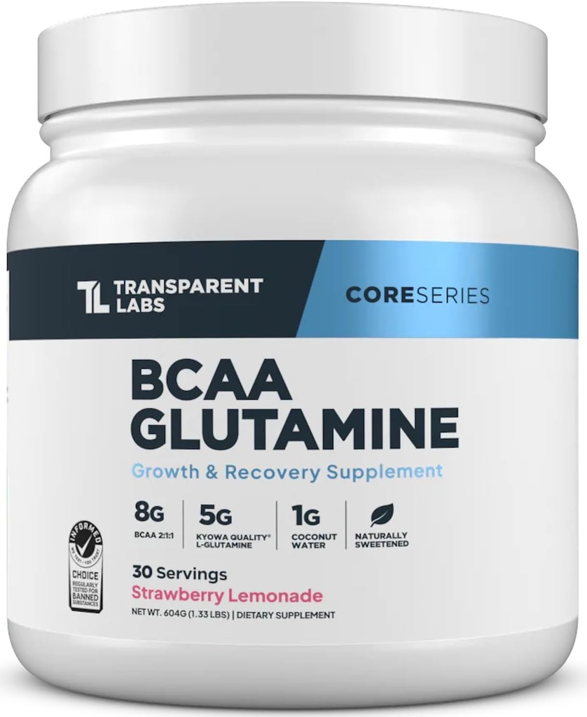 Gap Labs BCAA Glutamine - 8000 Mg of BCAA Toz with L Glutamine for Post Workout Recovery, Kas Büyüme ve Genişleme - 30 Hizmet, Strawberry Lemonade