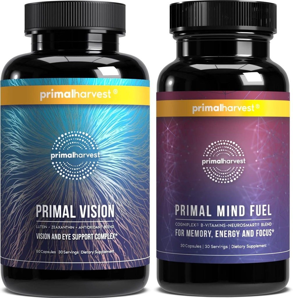 Primal Harvest Brain Boost & Vision Supplements for Women and Men Vision ve Eye Support Complex with Lutein, Zeaxanthin Sche