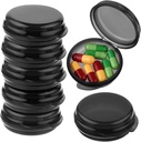 Küçük Pill Box, Travel Round Pill Case, Portatif Tıp Pill Konteyner Sahibi, Daily Mini Pill Organizer For Purse Pocket İlaçları Balık Yağı Tamamlamak (Black, 7 Creation)