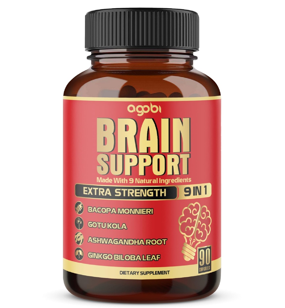 9in1 Beyin Desteği Tamam - Yoğun Ashwagandha Root, Gotu Kola Toz, Bacopa Monnieri Toz ve Daha Fazla - 90 Capsules - 3 Ay Supply