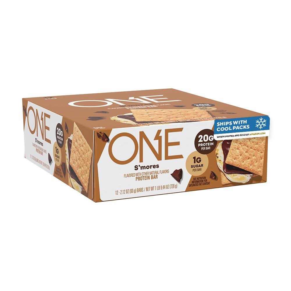 Μια μπάρες πρωτεΐνης, Smores, Χωρίς γλουτένη με 20g πρωτεΐνη και 1g ζάχαρη, Staples παντελονιών, 2,12 oz (12 κόμης), συσκευασία μπορεί να Vary