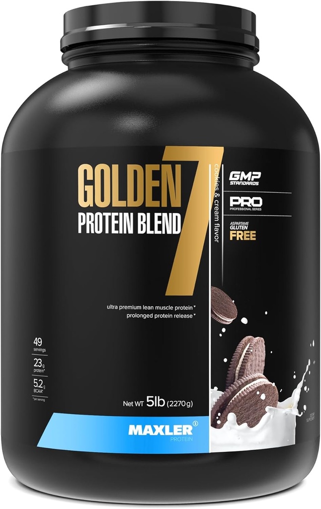 Maxler Golden 7 proteini - Kas Kazanması için Protein Tozu - Kurabiyeler ve Krem Protein Toz 5 lb