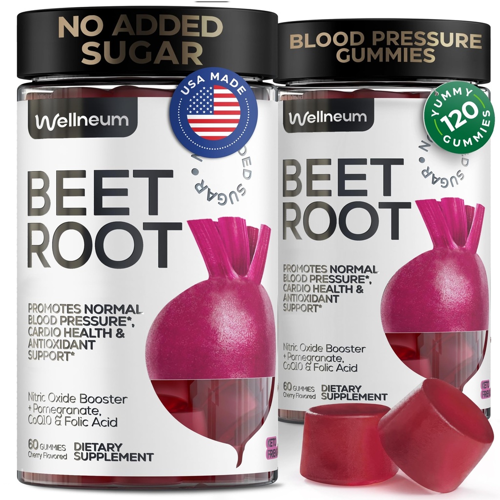 Yüksek Kan basıncı 120 Adet (2 Paket) - Roset Root Chews with Pomegranate Juice Toz - Enerji için Nitrik Çimento Gummies, Cardio Health - Erkekler ve Kadınlar için Gummy Supplement - Sugar Free Free