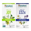 Himalaya Γεια σας Χαρά με Ashwagandha για τη βελτίωση Mood και πνεύματα & Γεια σας ZZZs με μελατονίνη για υποστήριξη ύπνου, 60 κάψουλες κάθε - Bundle