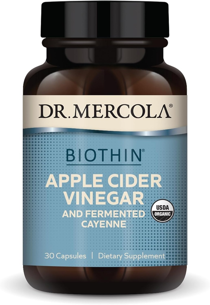 Dr. Mercola Biothin Organik Apple Cider Vinegar ve Fermented Cayenne, 30 Hizmet (30 Capsules), Diyet Supplement, Digestive Support, Non-GMO, USDA Organic