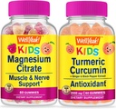 WellEvet Magnezyum Citrate Kids + Turmeric Curcumin Kids, Gummies Sche - Great Tasting, Vitamin Supplement, Gluten Free, GMO Free, Chewable Gummy