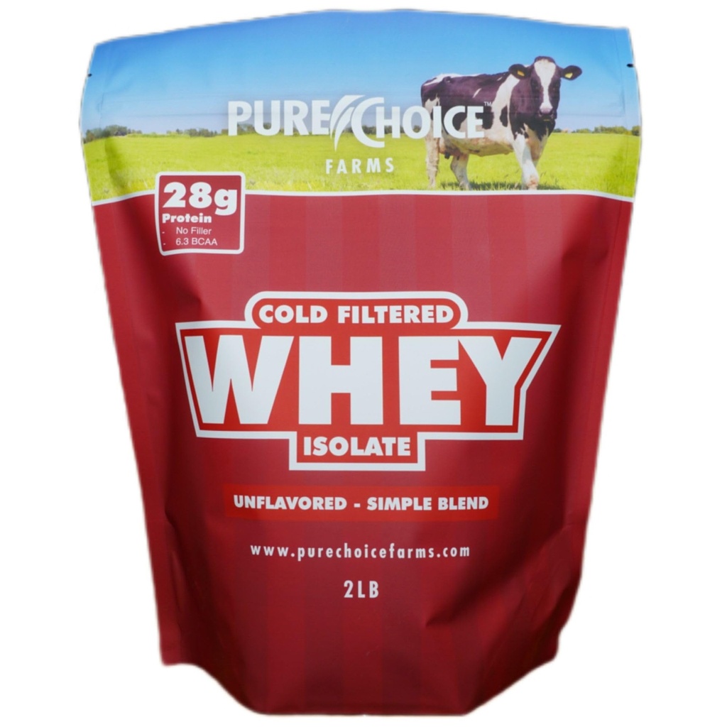 Pure Choice Unflavored Whey Protein Isolate Powder, 28g Protein & Sugar-Free, Undenatured Whey, 1 Ingredient, No Fillers or Artificial Sweeteners (Unflavored, 2 lb)