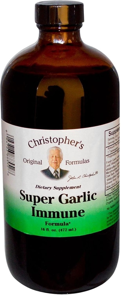Christopher’s Original Formulas Super Garlic Immune Syrup | 16 fl oz | Traditional Herbal Blend | Pure, No Fillers or Chemicals | USA Made