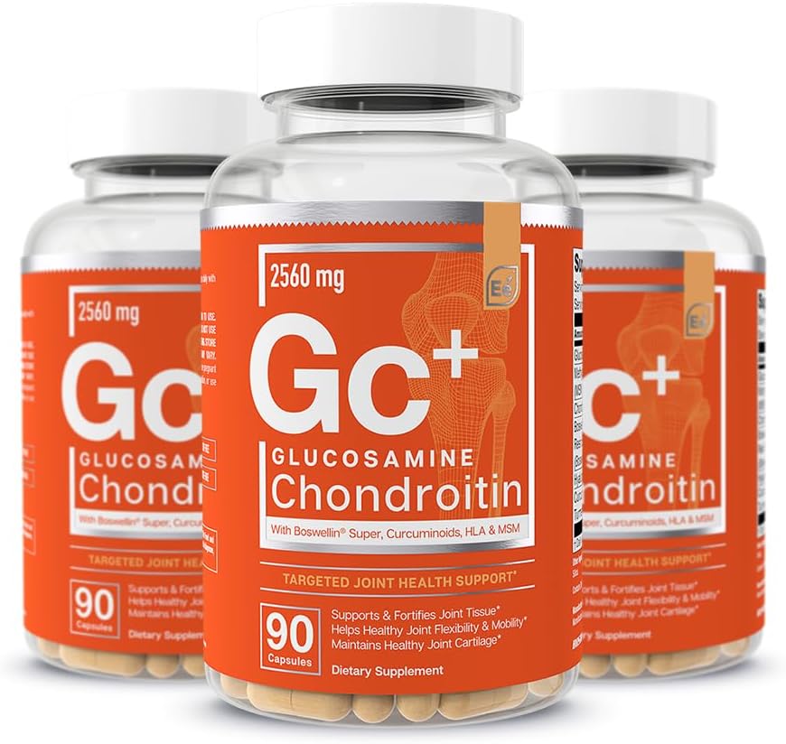 Essential Elements Glucosamine Chondroitin MSM Boswellia Serrata Hyaluronic Asit Supplement Ortak Destek Antioksiability - 270 Capsules (3 Pack)