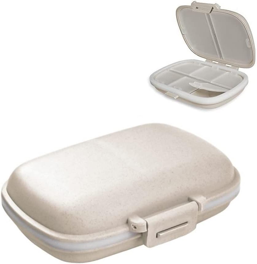 Daily Pill Organizer 1 Travel Portable Pill Case 8 Διαμερίσματα Pill Box με σφραγίδα Ring Moisture Proof Μικρή ιατρική Συσκευή κατόχου βιταμίνης για Pocket Purse Αδιάβροχη θήκη χάπι συμπλήρωμα (Beige)