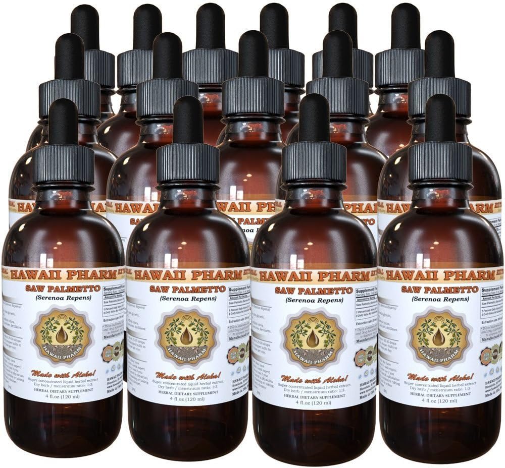 Saw Palmetto Liquid Extract, Organik Saw Palmetto (Serenoa Repens) Tincture, Herbal Supplement, Hawaii Pharm, ABD'de 15x4 fl.oz