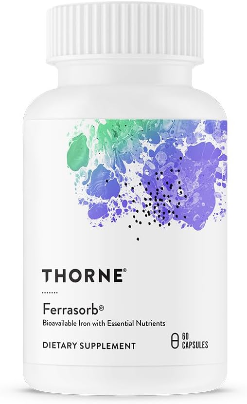 THORNE - Ferrasorb - Essential Nutrients ile 36 mg Demir - Tamam Kan Destek Formula* - Elemental Iron, Folate, B ve C Vitaminleri Optimal Absiyon için - Gluten-Free - 60 Hizmetler