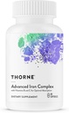 THORNE - Gelişmiş Demir Kompleksi - Tamam Kan Desteği Formula * - Elemental Demir, Folate, B ve C Vitaminleri Optimal Aborpsiyon için - Chelated Iron Supplement - Gluten, Dairy & Soy-Free - 60 Capsules