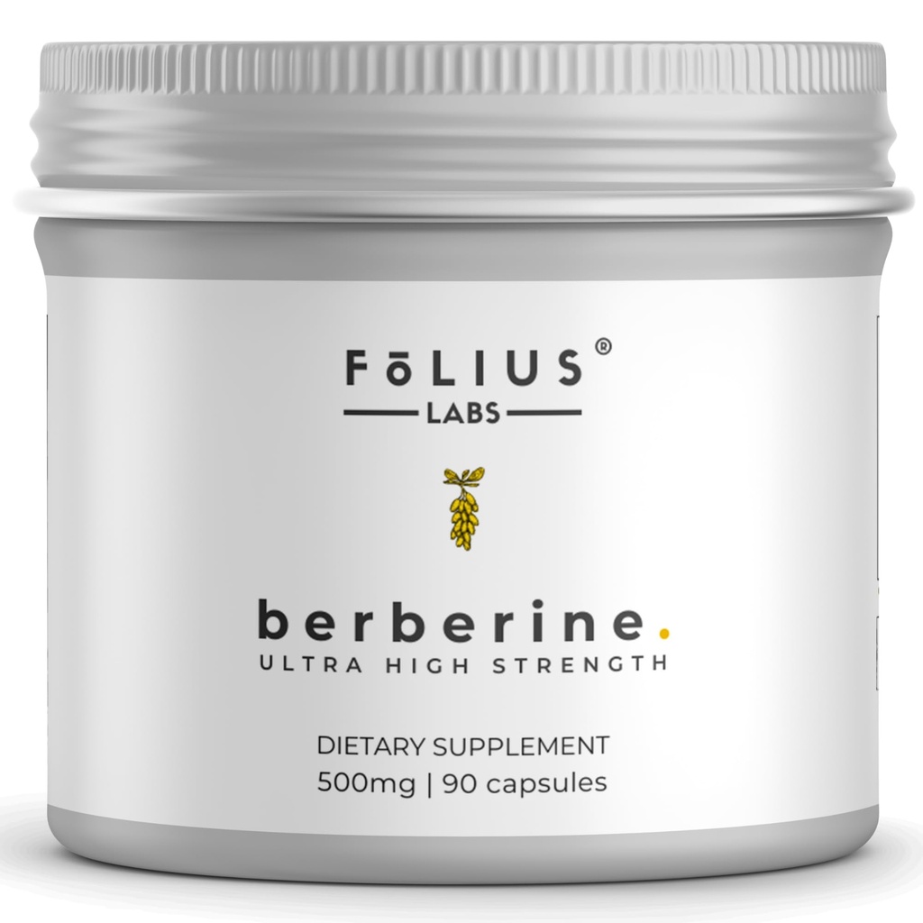 Clean Label Berberine HCl  97 - Klinik olarak Ultra High Strength Pure Berberine 500 mg Supplement - Gluten-Free - 90 Capsules