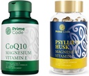 Prime Code CoQ10 250mg with Magnesium Glycinate and Vitamin E, Psyllium Husk Capsules with Magnesium Citrate and Vitamin C