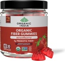 ORGANIC INDIA Fiber Gummies for Yetişkinler - Prebiyotik Fiber, Diyet Tamam, Men & Women, Vegan, Low Sugar, Non-GMO - Strawberry, 60 Gummies