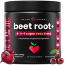 NutraChamps Beet Root Toz Circulation Supplement, Superfood Toz Nitrik Oksit with Beetroot Juice, Super Reds & Grape Seed Extract, No Sugar Beet Supplement - 8.74 Oz