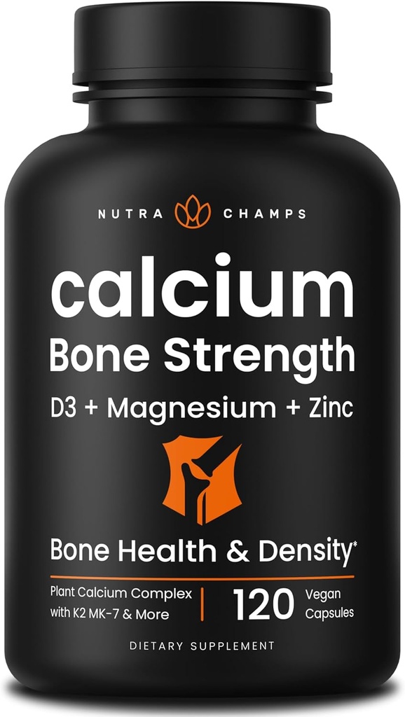 Bone Strength | Plantuba Citrate + Vitamin D3, K2, Magnezyum, çinko, Potasyum, Boron & Strontium | Premium Ekstra Güç Kemik Sağlığı ve Yoğunluğu Kompleks | Vegan Capsules