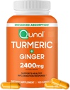 Qunol Turmeric Curcumin with Black Pepper & Ginger, 2400 mg Turmeric Extract with 95 Curcuminoids, Ekstra Güçlü Tamam, Geliştirilmiş Aborpsiyon, Ortak Destek Tamam, 105 Count