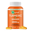 Qunol Turmeric Curcumin with Black Pepper & Ginger, 2400 mg Turmeric Extract with 95 Curcuminoids, Ekstra Güçlü Tamam, Geliştirilmiş Aborpsiyon, Ortak Destek Tamam, 105 Count