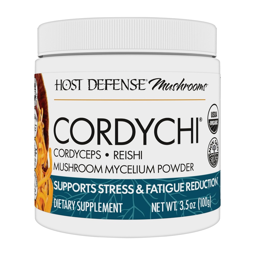 Host Defense CordyChi Powder - Energy & Immune Support Supplement - Cordyceps & Reishi Mushroom Supplement for Relaxation & αναπνευστική υποστήριξη - Βοηθήματα κατά της κούρασης - 3,5 oz (66 Servings)*