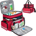 Büyük Pillter Şişe Organizer, Çift Katmanlar Tıp Depolama Bag, Lockable Surfaces ve Omuzlu Strap ile, Prescription Şişes, Vitamins & Medical Materials, Red (Bag Only)