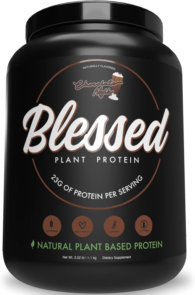Ευλογημένη Vegan Protein Powder - Plant Based Protein Powder Meal Replacement Protein Shake, 23g Pea Protein Powder, Dairy Free, Gluten Free, Soy Free, No Sugar Added, 30 Σερβιέτες (Chocolate Mylk)
