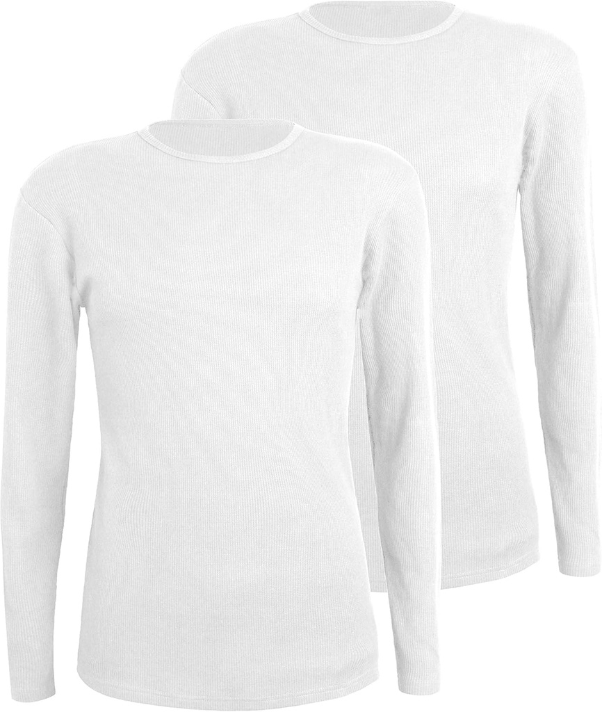 Comfneat Men's 2-Pack Thermal Long Sleeve Undershirt Waffle Knit Soft Comfy Crew Neck Underwear Top Shirts for Men