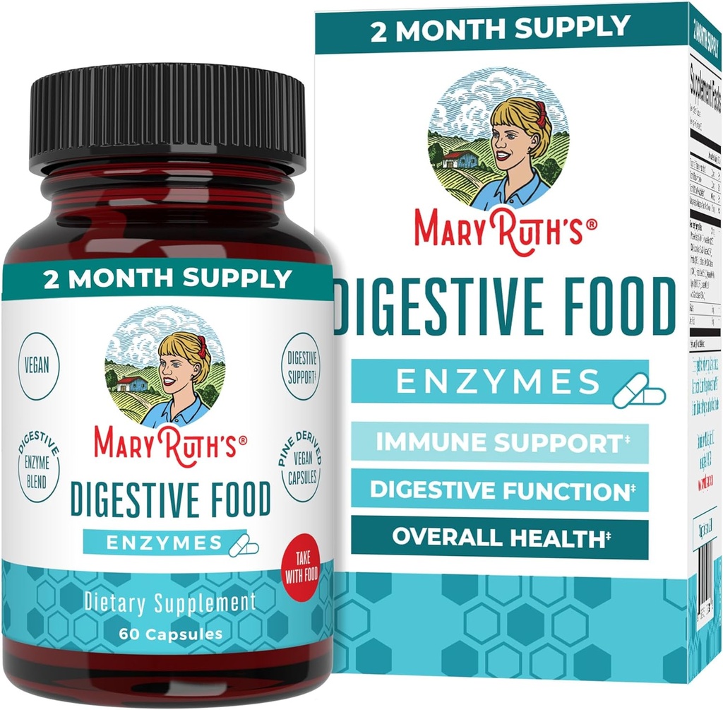 MaryRuth Organics Digestive Enzymes | 2 Ay Supply | Vegan Digestive Health Aid ve Gut Health Enzyme Kompleksi | 12 Enzymes | Vitaminler B6 & B12