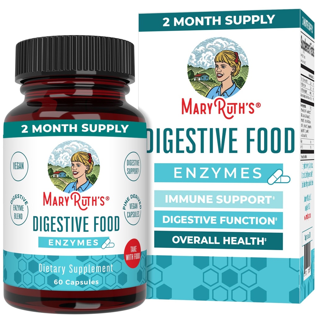 MaryRuth Organics Digestive Enzymes | 2 Ay Supply | Vegan Digestive Health Aid ve Gut Health Enzyme Kompleksi | 12 Enzymes | Vitaminler B6 & B12