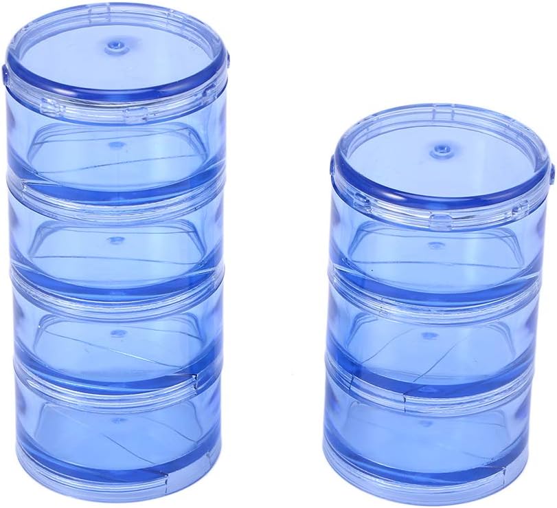 SUPVOX 1 Set Silindir Stackable Pill Box Round Weekly Pill Container Case Akrilik for and Drug (Mavi)
